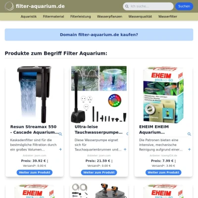 Screenshot filter-aquarium.de