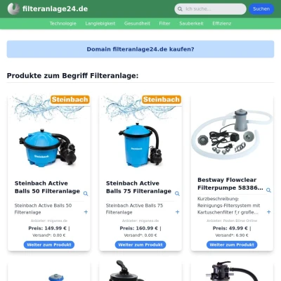 Screenshot filteranlage24.de