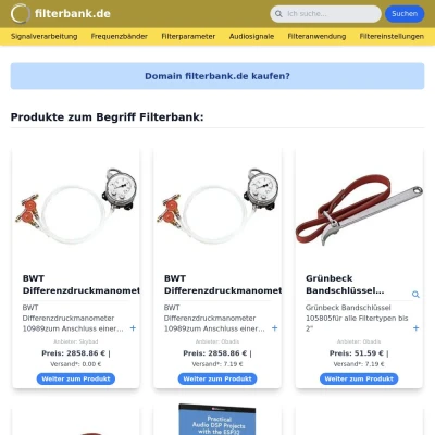 Screenshot filterbank.de