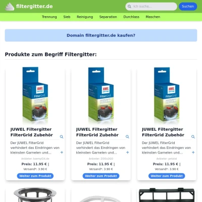 Screenshot filtergitter.de