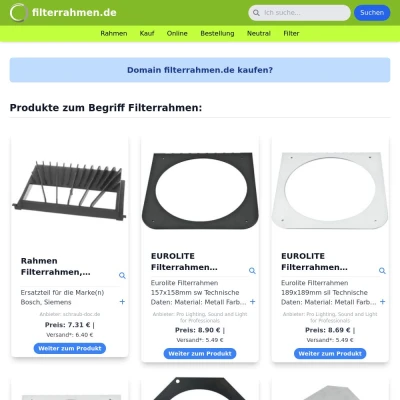 Screenshot filterrahmen.de