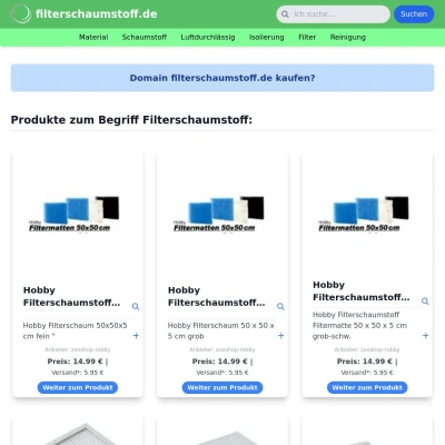 Screenshot filterschaumstoff.de