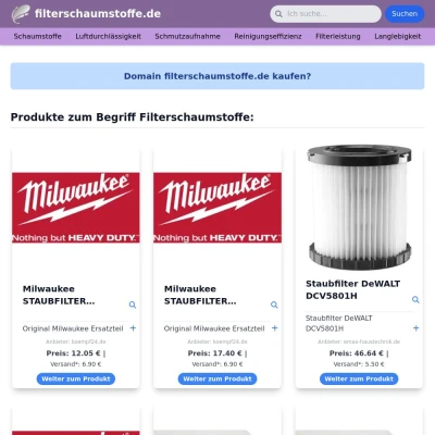 Screenshot filterschaumstoffe.de