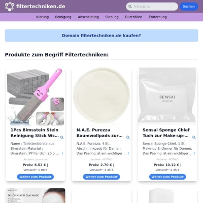 Screenshot filtertechniken.de