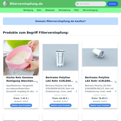 Screenshot filterverstopfung.de