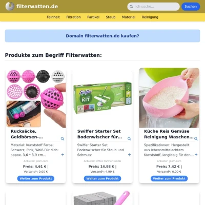 Screenshot filterwatten.de