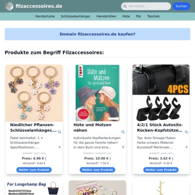 Screenshot filzaccessoires.de