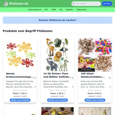 Screenshot filzblume.de