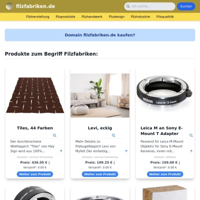 Screenshot filzfabriken.de