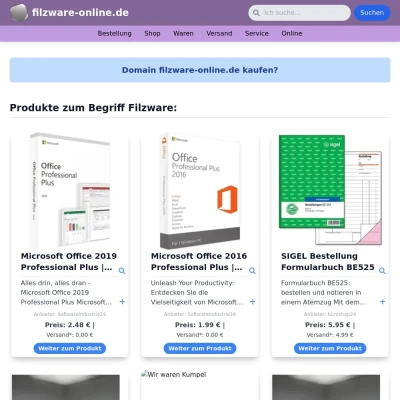 Screenshot filzware-online.de