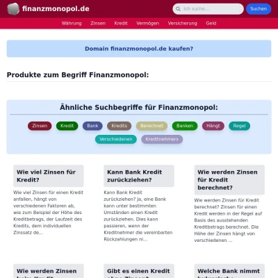 Screenshot finanzmonopol.de