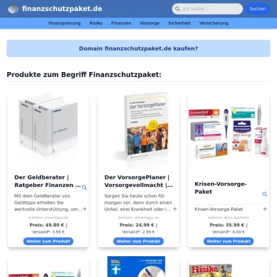 Screenshot finanzschutzpaket.de