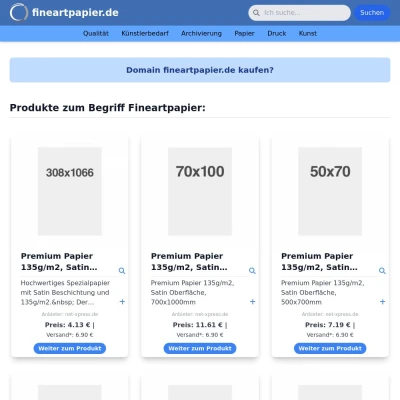 Screenshot fineartpapier.de