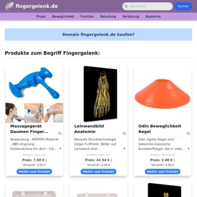 Screenshot fingergelenk.de