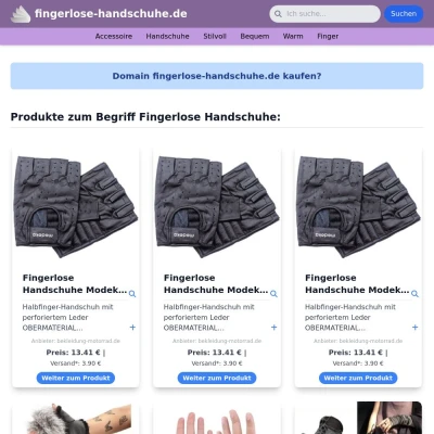 Screenshot fingerlose-handschuhe.de