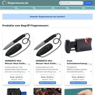 Screenshot fingermesser.de