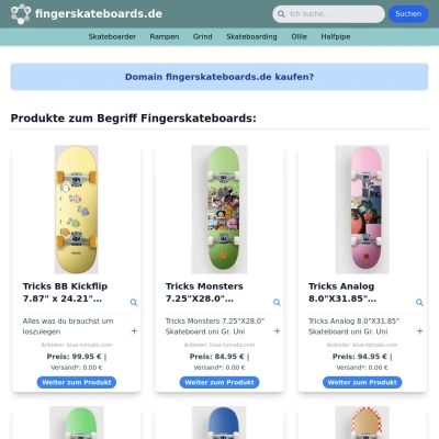 Screenshot fingerskateboards.de