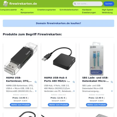 Screenshot firewirekarten.de