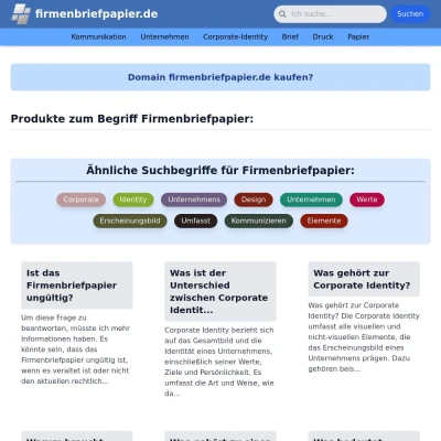 Screenshot firmenbriefpapier.de