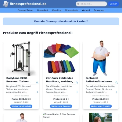 Screenshot fitnessprofessional.de