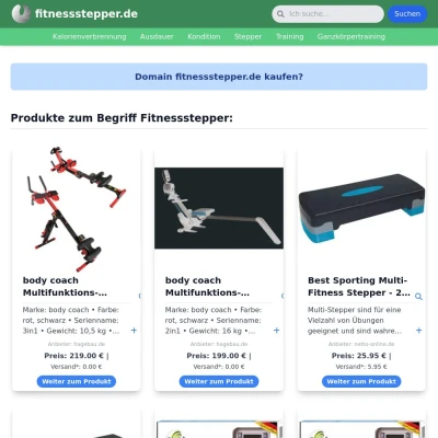 Screenshot fitnessstepper.de