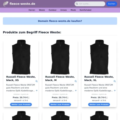 Screenshot fleece-weste.de