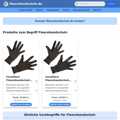 Screenshot fleecehandschuh.de
