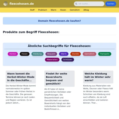 Screenshot fleecehosen.de