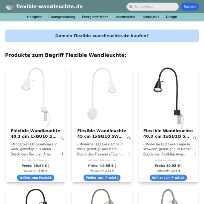 Screenshot flexible-wandleuchte.de