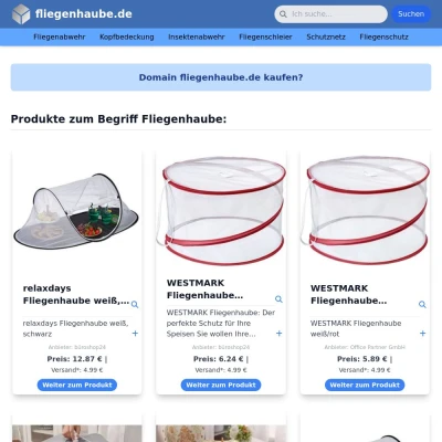 Screenshot fliegenhaube.de