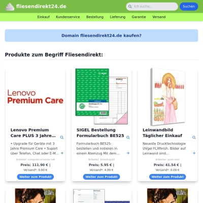 Screenshot fliesendirekt24.de
