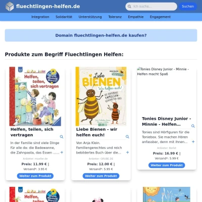 Screenshot fluechtlingen-helfen.de