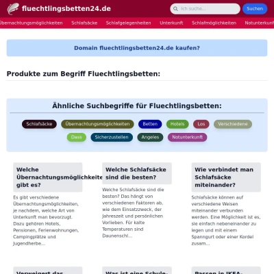 Screenshot fluechtlingsbetten24.de