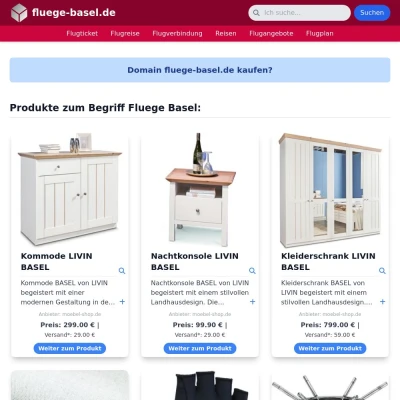 Screenshot fluege-basel.de
