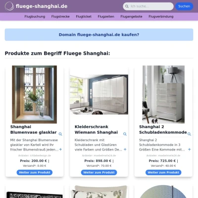 Screenshot fluege-shanghai.de