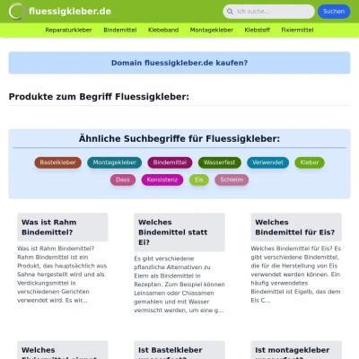 Screenshot fluessigkleber.de