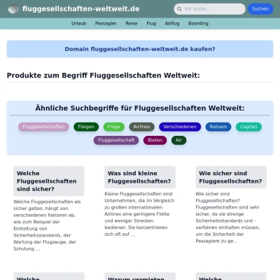 Screenshot fluggesellschaften-weltweit.de