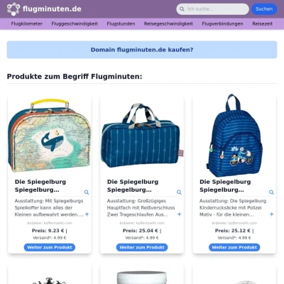 Screenshot flugminuten.de