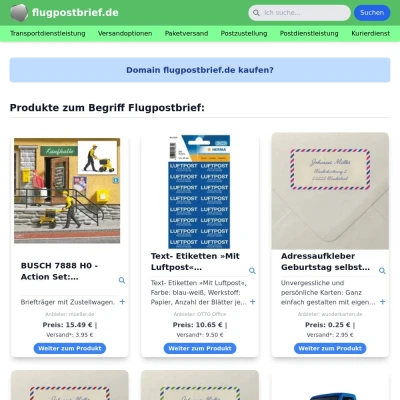 Screenshot flugpostbrief.de