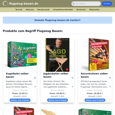 Screenshot flugzeug-bauen.de