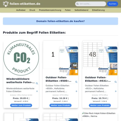 Screenshot folien-etiketten.de