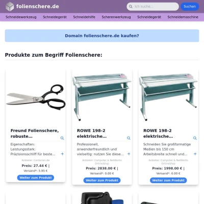 Screenshot folienschere.de