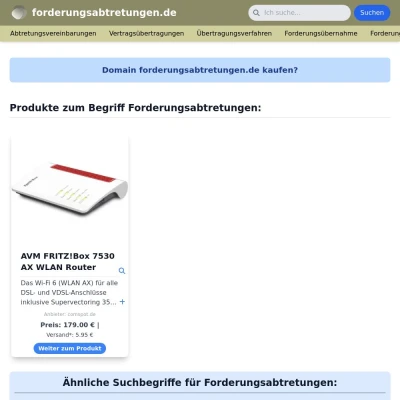 Screenshot forderungsabtretungen.de