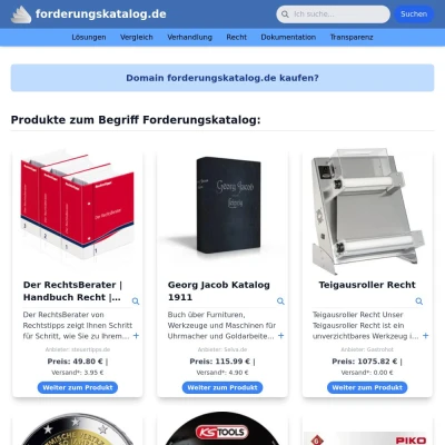 Screenshot forderungskatalog.de