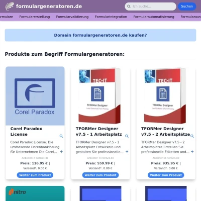 Screenshot formulargeneratoren.de