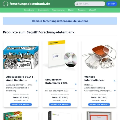 Screenshot forschungsdatenbank.de