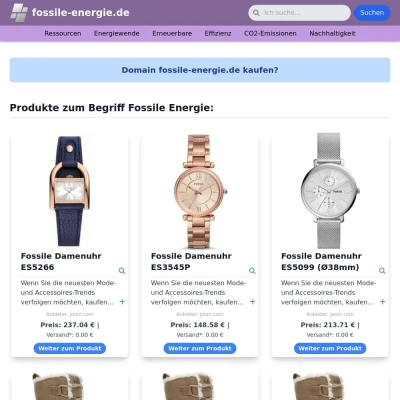 Screenshot fossile-energie.de