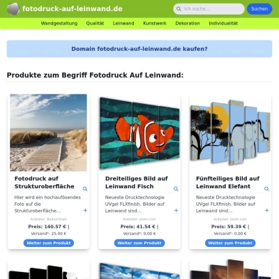 Screenshot fotodruck-auf-leinwand.de