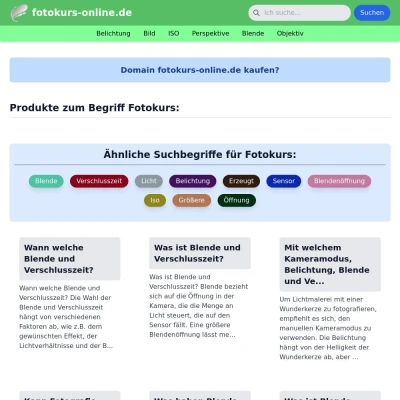 Screenshot fotokurs-online.de