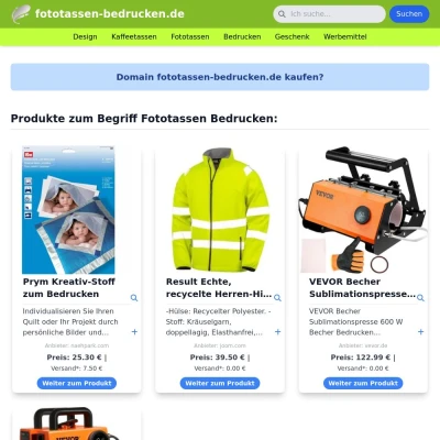 Screenshot fototassen-bedrucken.de